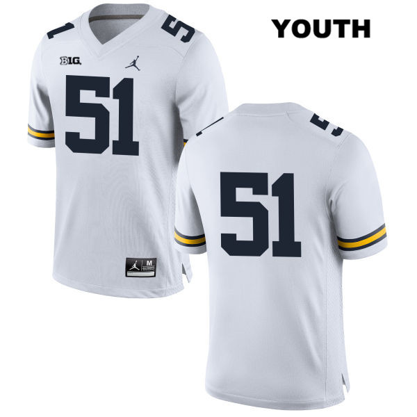 Youth NCAA Michigan Wolverines Cesar Ruiz #51 No Name White Jordan Brand Authentic Stitched Football College Jersey CO25J66WL
